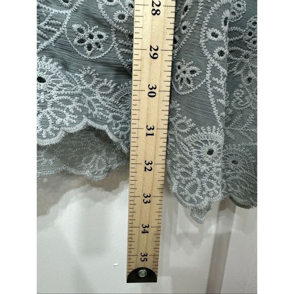 NWOT POL "See You at the Horse Range" Relaxed Fit Lace Eyelet Tunic Button Up L - Picture 11 of 12